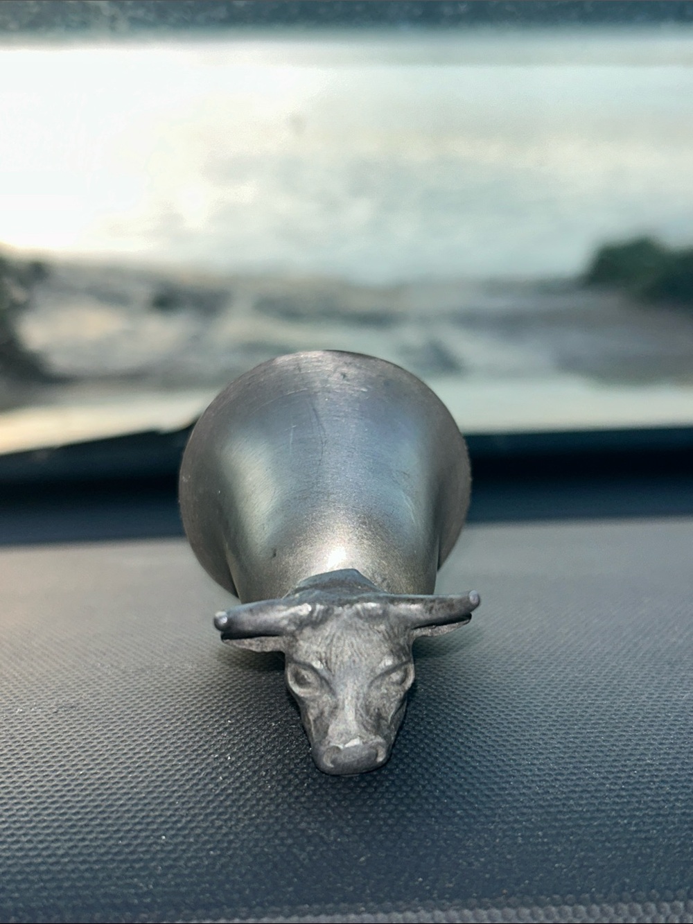 Pewter Bull Steer Head Shot Cup Vintage